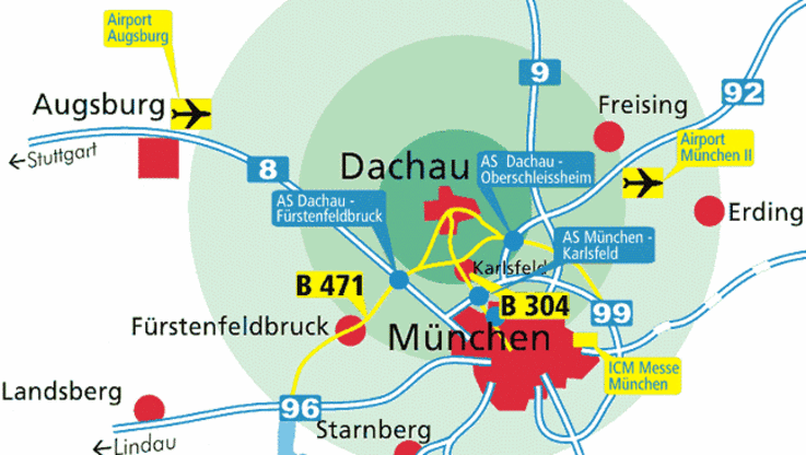 Karte Verkehrsanbindung Dachau